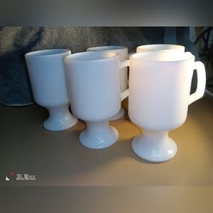 vintage set of 5 Anchor Hocking milk glass glassware